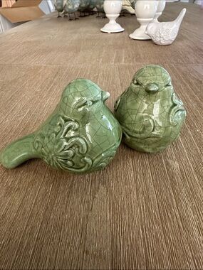 Green Ceramic Decorative Birds - Home Accents